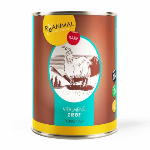 Hund Katze B.A.R.F. Hundefutter RyAnimal Ziege-Pur 400g 6 Stück -1- Anifit